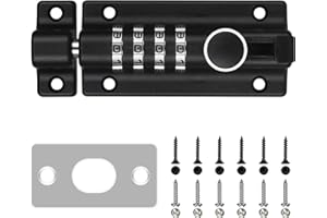 HOIOCK Bolt Lock Gate Locks for Outdoor Fence Zinc Alloy Slide Lock 4 Inch Outdoor Keyless Gate Lock with 12 Screws Includes 6 Anti-Theft Screws Gate Lock with Code for Room Doors Cabinets Pool Doors