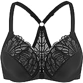 MELENECA Women's Racerback Front Closure Full Coverage Unlined Plus Size Underwire Bra