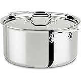 All-Clad 4508 Stainless Steel Tri-Ply Bonded Dishwasher Safe Stockpot with Lid/Cookware, Silver