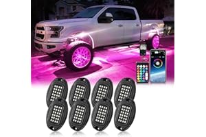 8Pods Segmented RGB LED Rock Lights Kit for Trucks Pickup Jeep Golf Cart ATV UTV RZR SUV SXS, ZONECONA Upgraded Multicolor Underglow Neon with APP/RF Remote Control Music Mode Waterproof 12V