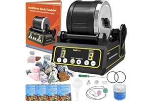 KoolStone C1 Rock Tumbler Kit - Professional Large 2.5LB Capacity, Up to 5X More Noise Cancelling, Adjustable Timer & Speed with Full Accessories & Memory Function