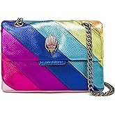 Rejolly Rainbow Stripe Crossbody Shoulder Bag for Women Color Blocking PU Leather Colourful Purse with Chain Strap | PU Leather, with Chain Strap