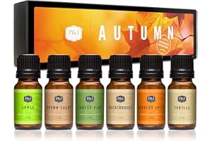 P&J TRADING P&J Fragrance Oil Autumn Set | Brown Sugar, Apple, Harvest Spice, Vanilla, Forest Pine, and Snickerdoodle Candle Scents for Candle Making, Freshie, Soap Making Supplies, Diffuser Oil Scents