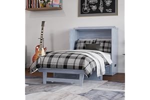 AFI, Northfield Murphy Bed Chest Twin XL with 6" Mattress, Storage Drawer & Built-in USB Charger, Driftwood