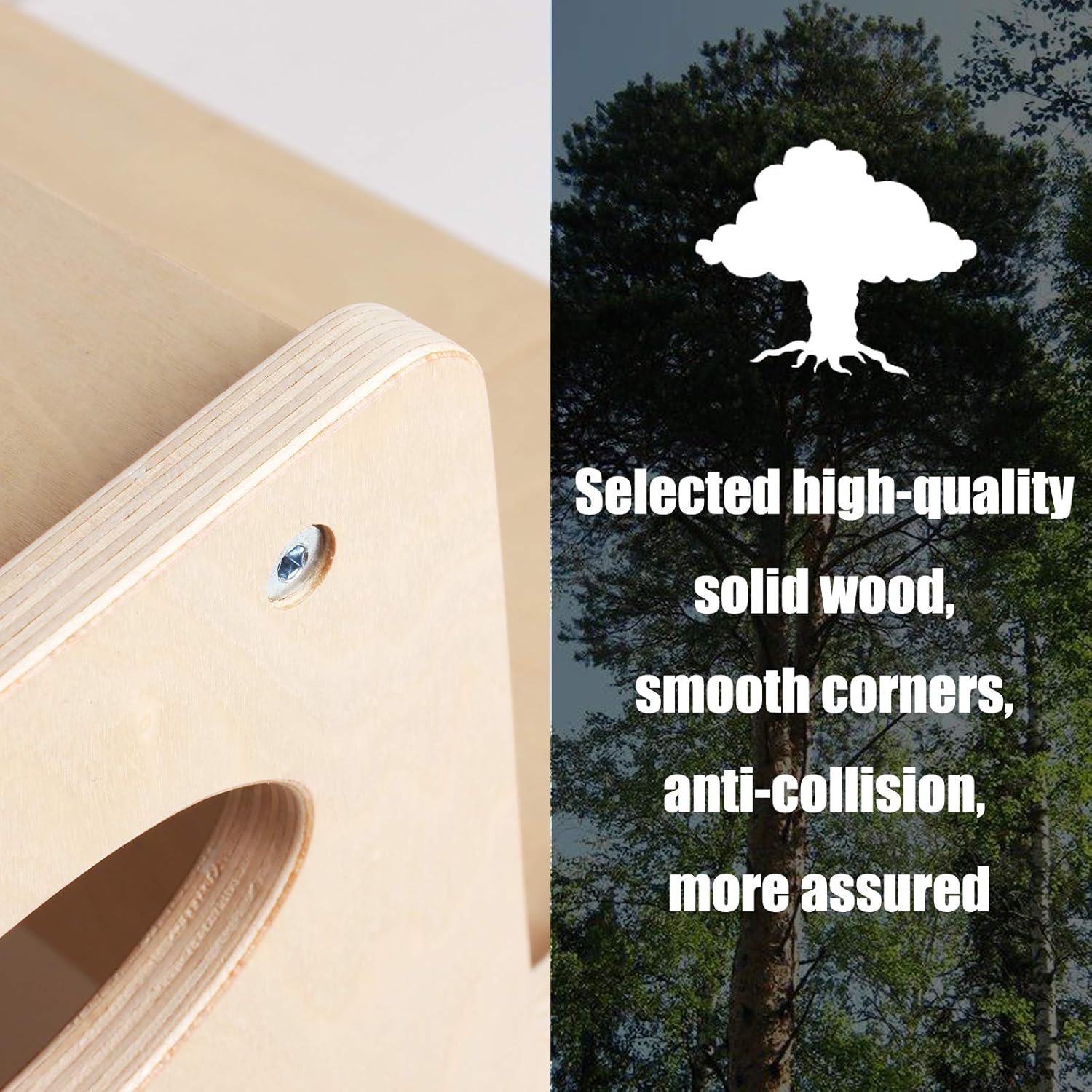 Wooden Log Toddler Step Stool for Kids Adults Footstool Slip Resistant Proof with Portable Handle Washroom Toilets Lavatory Kitchen Washing Hands Fetching Reach High Potty Training : Baby