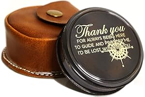 PORTHO Robert Frost Poem Compass Gifts with Handmade Leather Case Free Rustic Vintage Black Antique | Graduation Gifts for Son Grandson | Inspirational Gifts for Boys, Men, Kids Camping, Hiking