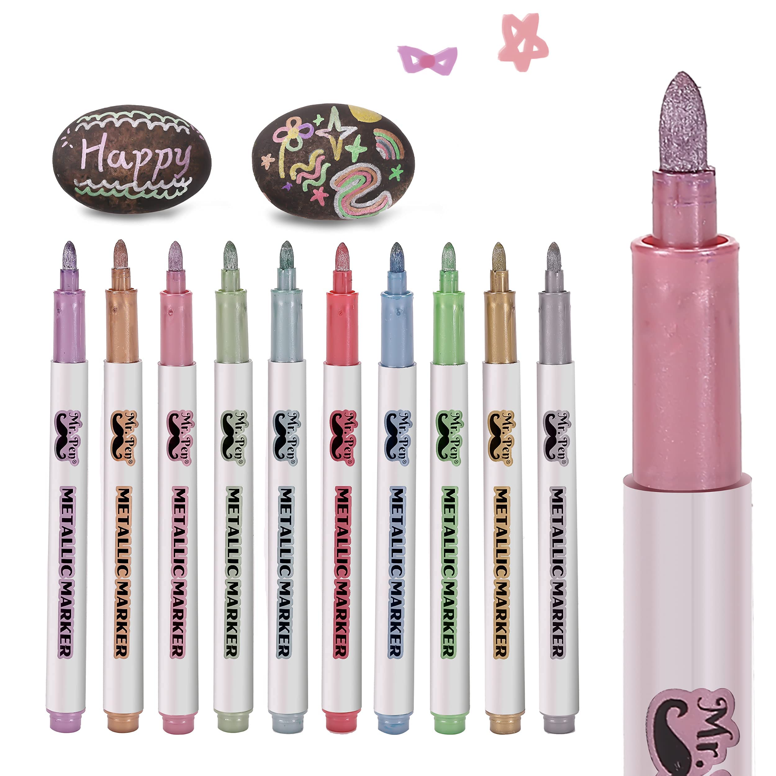 Mr. Pen- Metallic Paint Markers, 10 Colors, Metallic Markers for Black Paper Pens to Write on Black Paper