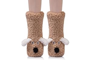 Eocom Kids Boy Girls Slipper Socks Crazy Funny Fuzzy Cute Animal Grips Winter Warm Fluffy Cozy Socks