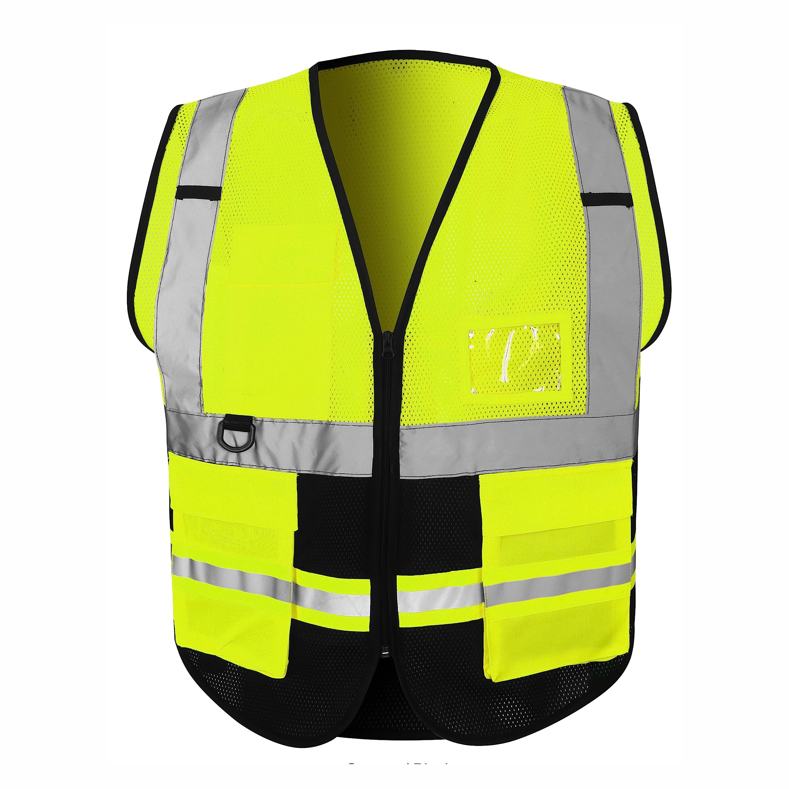 Hi Vis Vest Reflective High Visibility Work Wear Vest Zip Up Multi Pockets Executive Waistcoat S-3XL