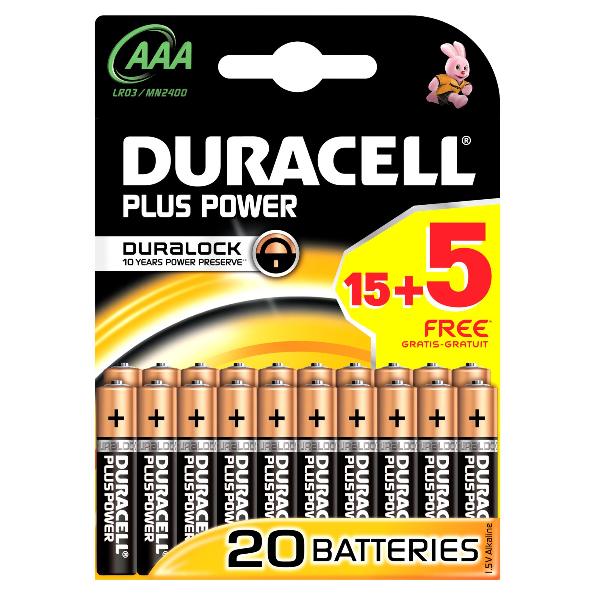 Duracell Plus Power Batteries 1.5 V (alcalino cilíndrico)