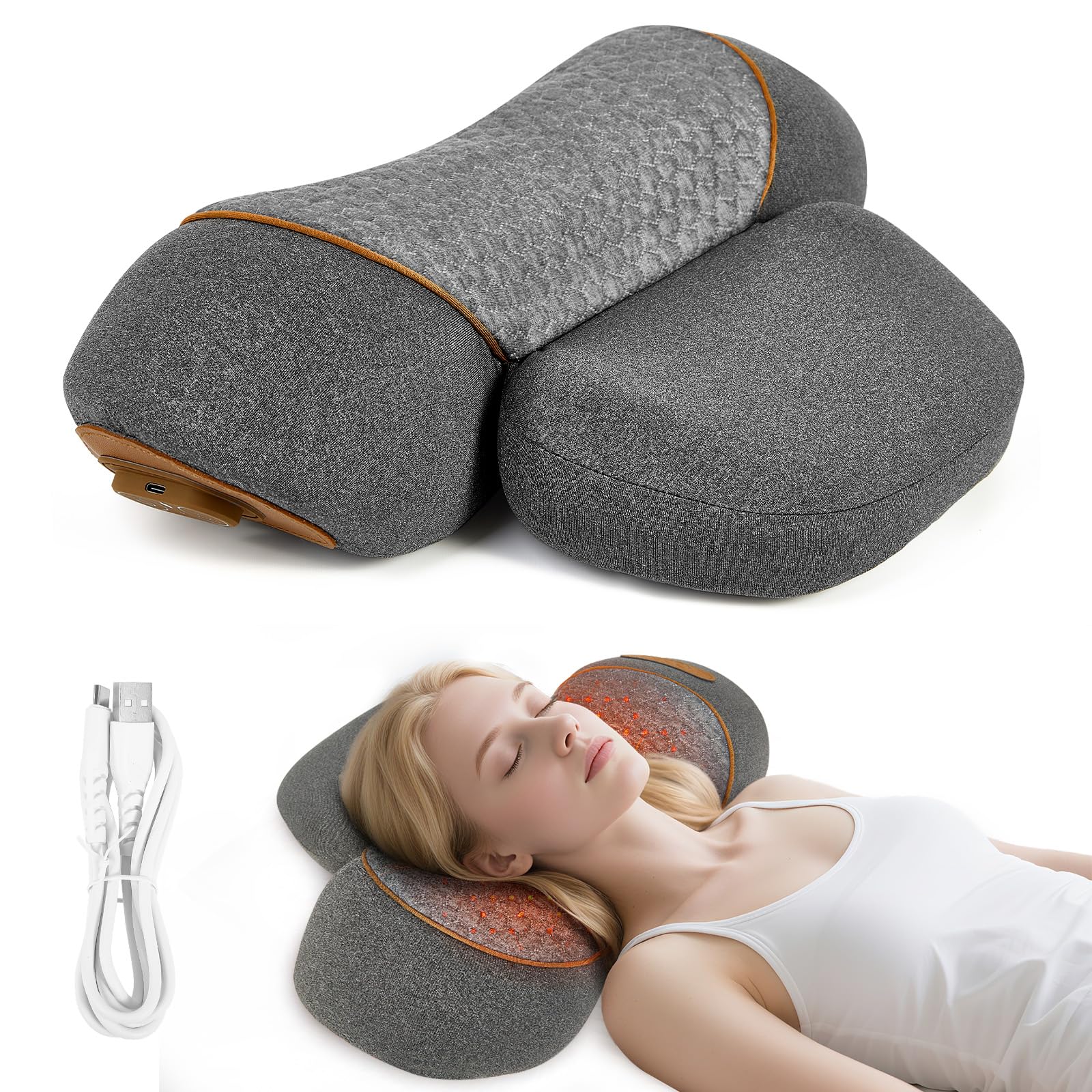 Photo 1 of KITCADA Neck Pillow - 3-in-1 Wireless Neck Pillow with Battery, Travel Neck Massage Pillow for Shoulder Pain Relief, Deep Tissue Pain Relief with Heat and Stretching, Neck Hump Corrector for Women