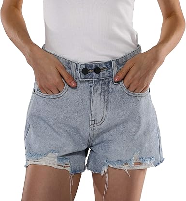 womens high waisted distressed shorts