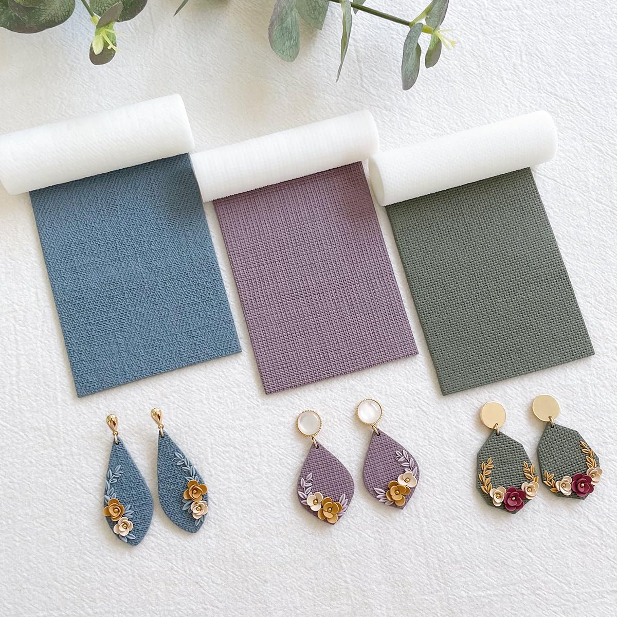 KEOKER Polymer Clay Texture Roller, Polymer Clay Roller for Making Earrings, Texture Roller for Polymer Clay, Like Polymer Clay Texture Sheets, Great Work with Polymer Clay Cutters (fabric) (3pcs All)