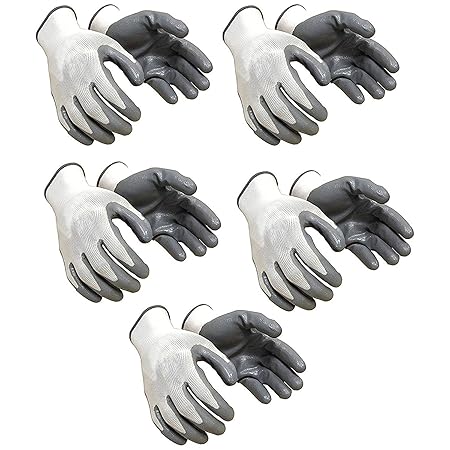 SAFEYURA Nylon Industrial Safety Hand Gloves (Pair 5)