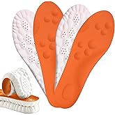 2 Pairs Insoles for Women Men - U-Shape Memory Foam Insoles - Super Soft 4D Cloud Insole for Anti Fatigue, Shock Absorption, Foot Pain Relief (Orange, Men: US 8-11)