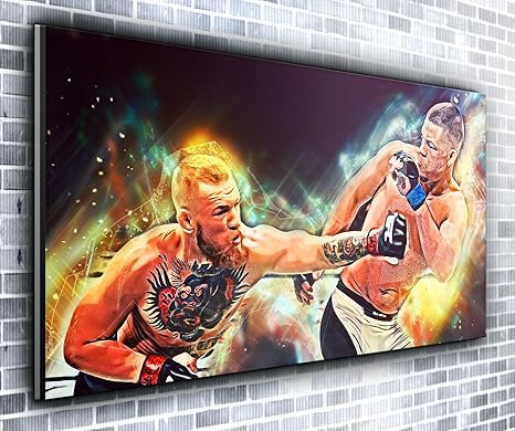 Canvas35 Leinwandbild, Motiv Conor McGregor vs Nate Diaz UFC Panorama, gerahmt, 139,7 x 61 cm