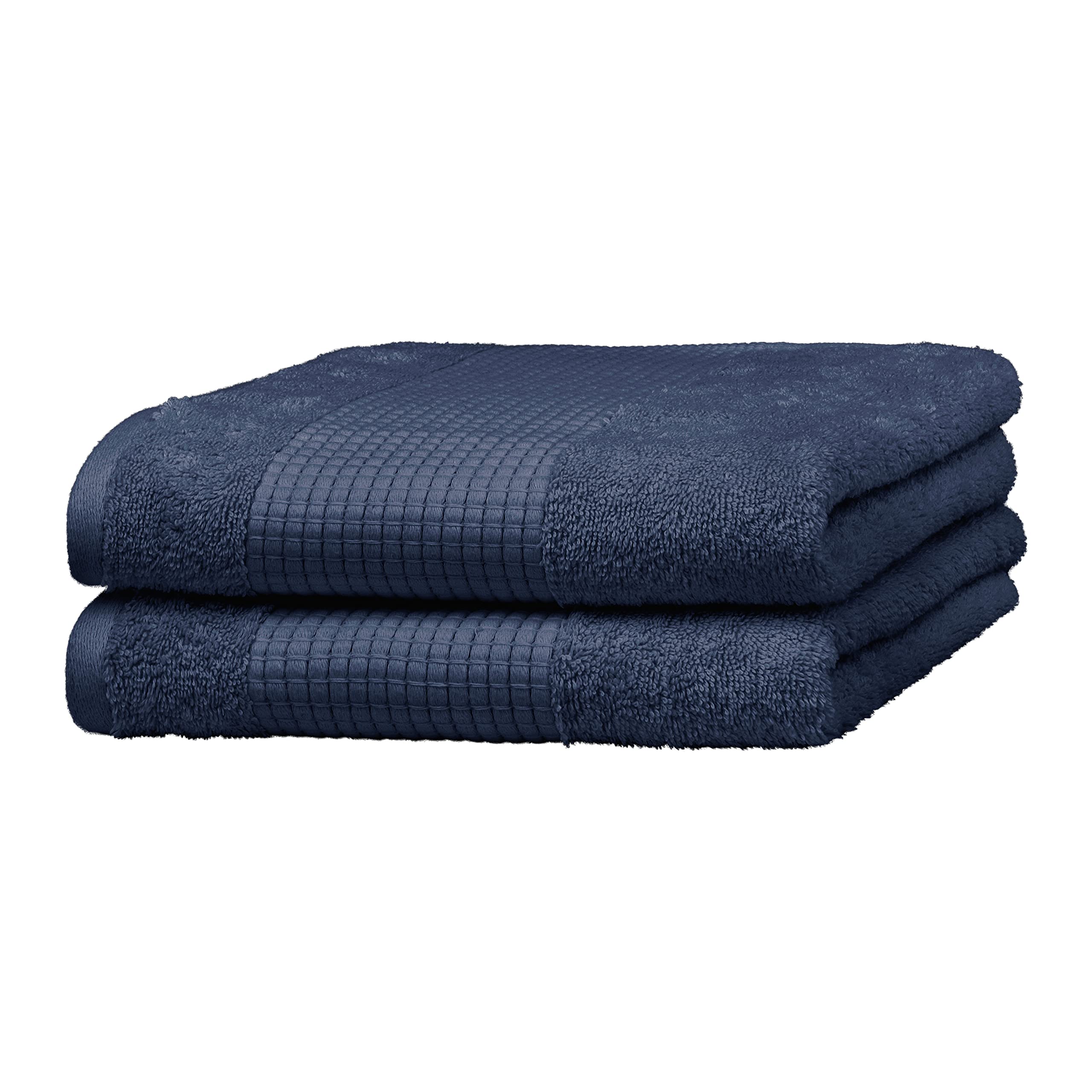 Merana Hand Towel Set, Absorbent, Soft and Lint Terry Towel Quality Made of Heavy Organic Cotton 590 GSM (Pacific Blue, 2 x Hand Towels (50 x 100 cm)