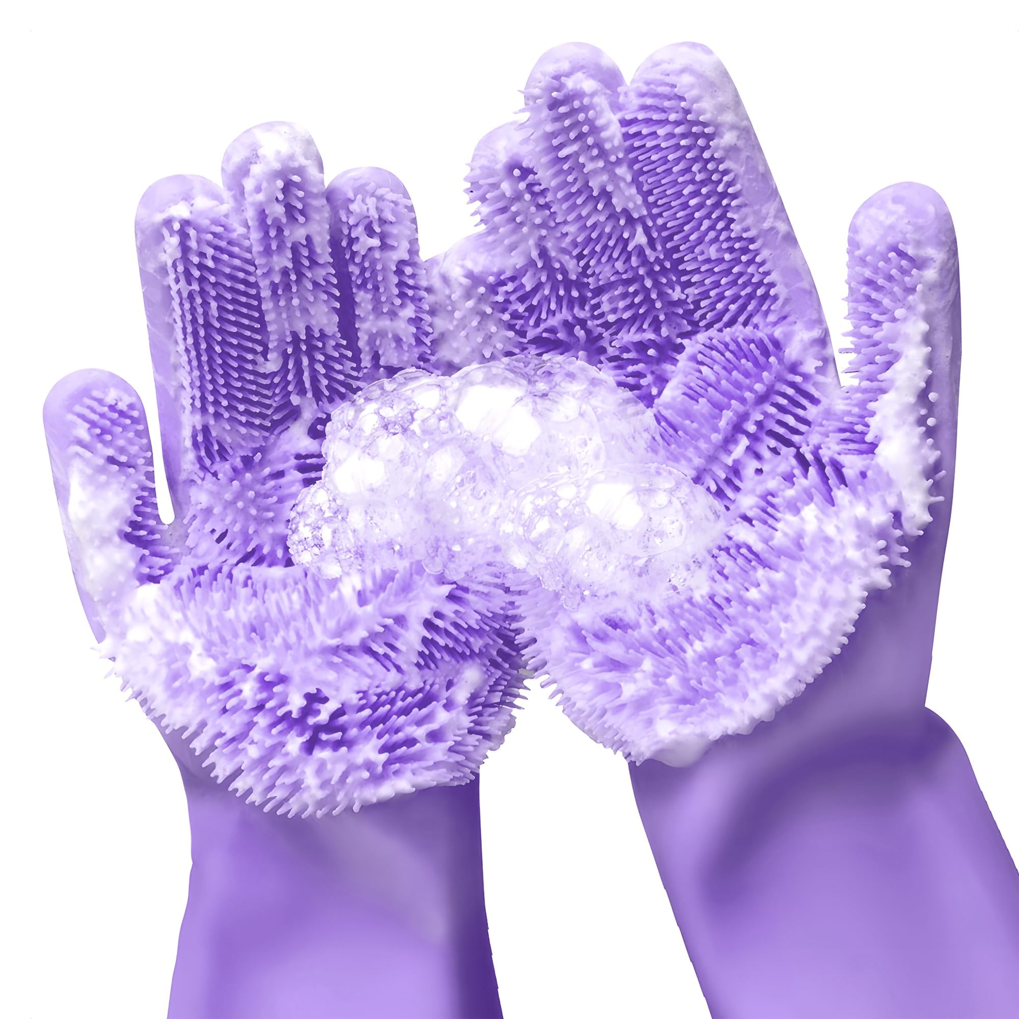 Photo 1 of ALPENKOK 1 Pair Silicone Gloves for Washing Dishes – Tear-Resistant Silicone Dishwashing Gloves with Scrubber |Household Use