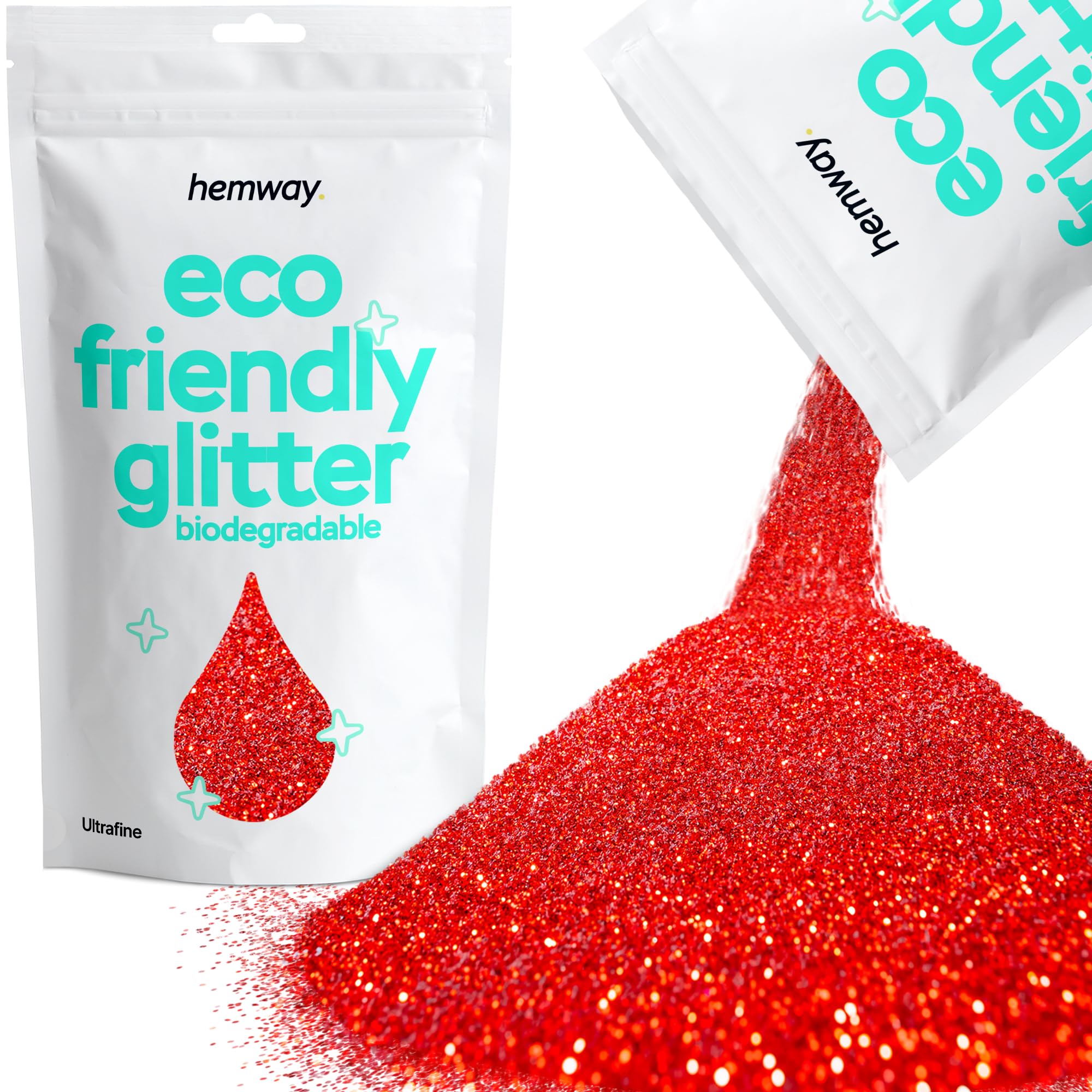 Eco Friendly Biodegradable Glitter | Red - Ultrafine 100g, Plant Based, Biodegradable Glitter for Craft, Face, Hair, Nail, Body and Festival - Hemway