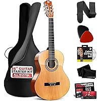 PYLE Beginner 36” Classical Acoustic Guitar - 6 String Junior Linden Wood Traditional Guitar w/Wooden Fretboard, Case Bag, Tu