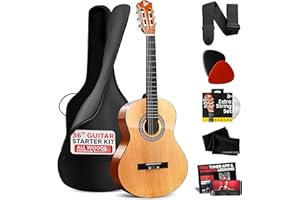 PYLE Beginner 36” Classical Acoustic Guitar - 6 String Junior Linden Wood Traditional Guitar w/Wooden Fretboard, Case Bag, Tu