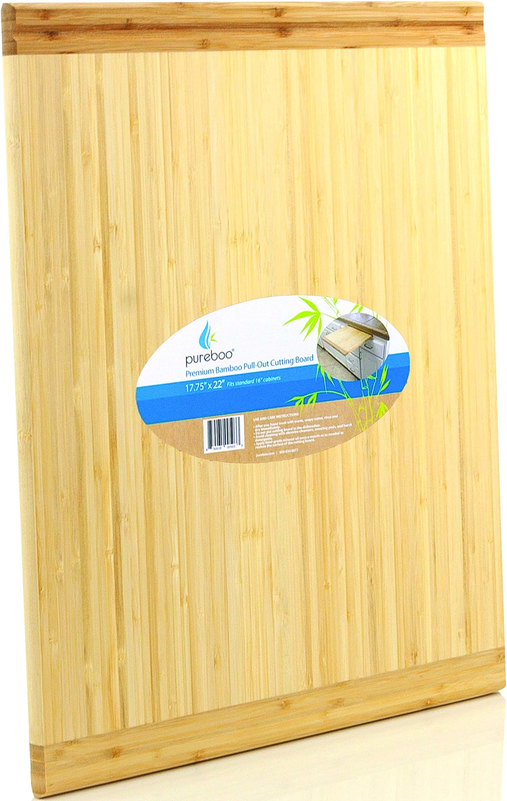 Premium Bamboo Pull-out Cutting Board - 8 Different Sizes to Fit Most Standard Slots 17.75"W x 22"D x 3/4"H