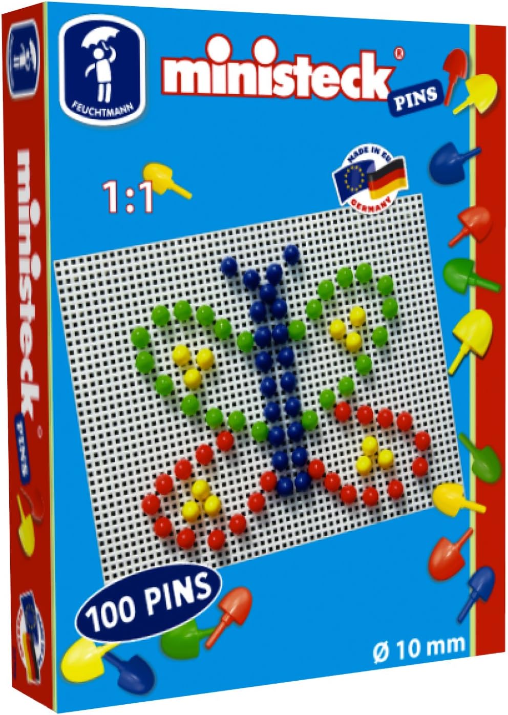 Feuchtmann 33708 Pins-100 Pegs 10Mm, Multi Colour, 10 mm
