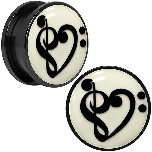 BodyCandy Negro Anodizada Acero Clave de Sol Corazón Brilla ...