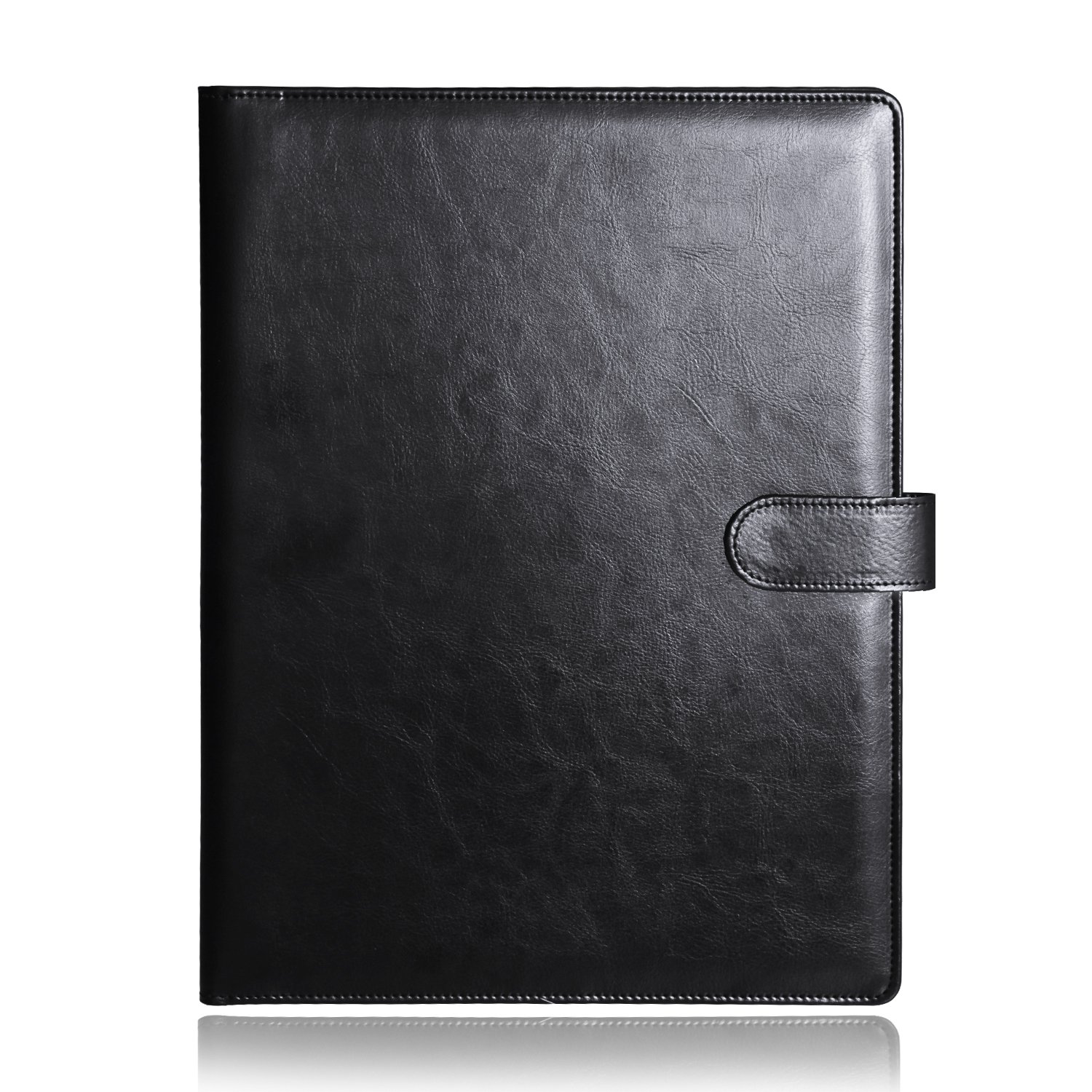 Laconile A4 Clipboard Folder Portfolio Multi-Functional Faux Leather Sturdy Clip Board Folder for Office Writing Pads Legal Paper (Black)