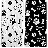 BitKAM Black and White Dog Paw Print Kitchen Towels, Cute Pet Bones Kitchen Towels Decorative Set of 2, Dog Decor, Dog Lovers Gifts for Women, Dog Hand Dish Towels for Kitchen Bathroom Decorative