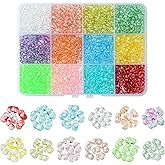 DanLingJewelry 1700Pcs 12 Colors Acrylic & Glass Seed Beads Transparent Peanut Shape Seed Beads for DIY Craft Bracelets Necklace Jewelry Making