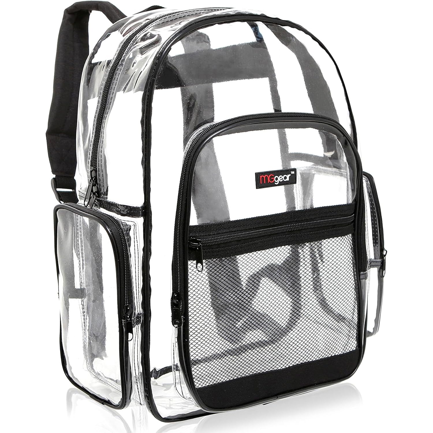 MGgear Clear Transparent PVC School Backpack/Outdoor Backpack with Black Trim