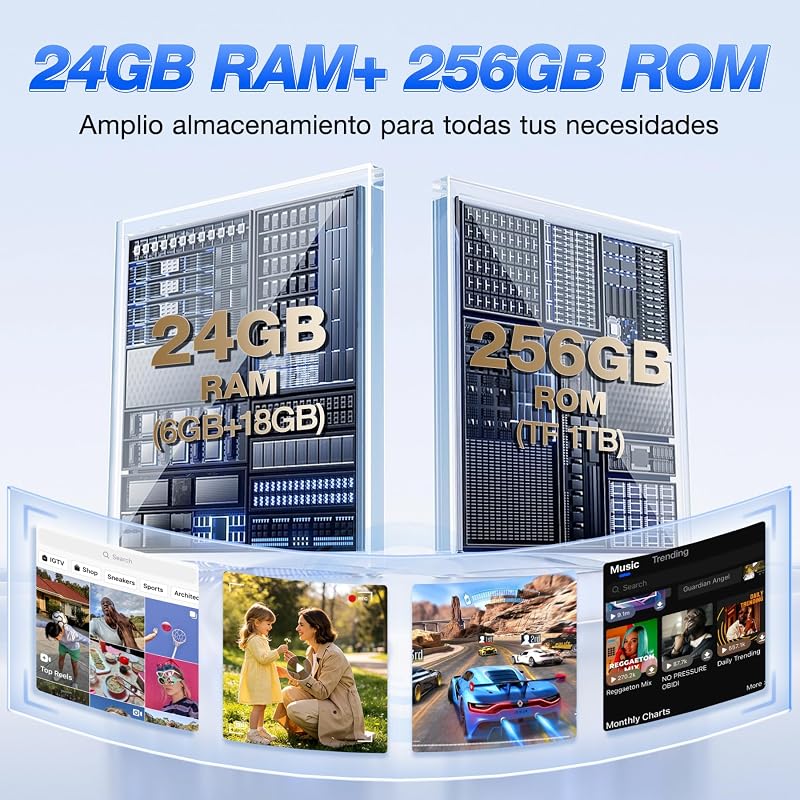 C17 Plus Teléfono Móvil Android 16, 6.9" 120Hz, 24GB+256GB/1TB Azul