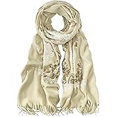 Urban CoCo Women's Embroidered Tassel Long Shawl Oversize Scarf Wraps for Women