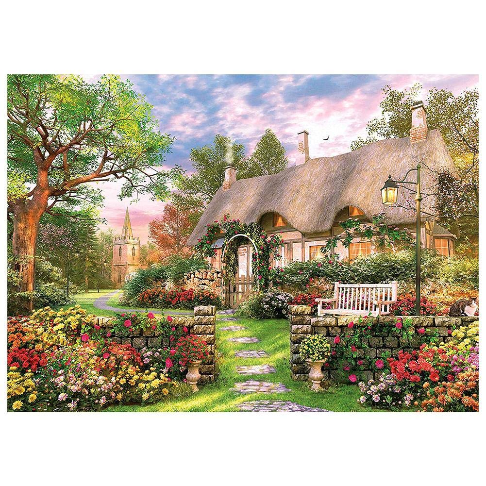 CHRISTY HARRELL 1000 Piece Paper Puzzle, Romantic English Cottage Landscape, Educational Toy for Adults and Children, Home Decoration, Gift