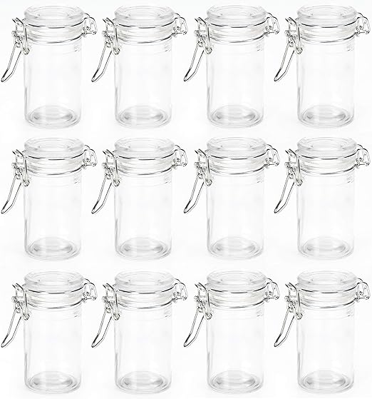 Round Cylinder Apothecary Glass jar with locking lid clamp