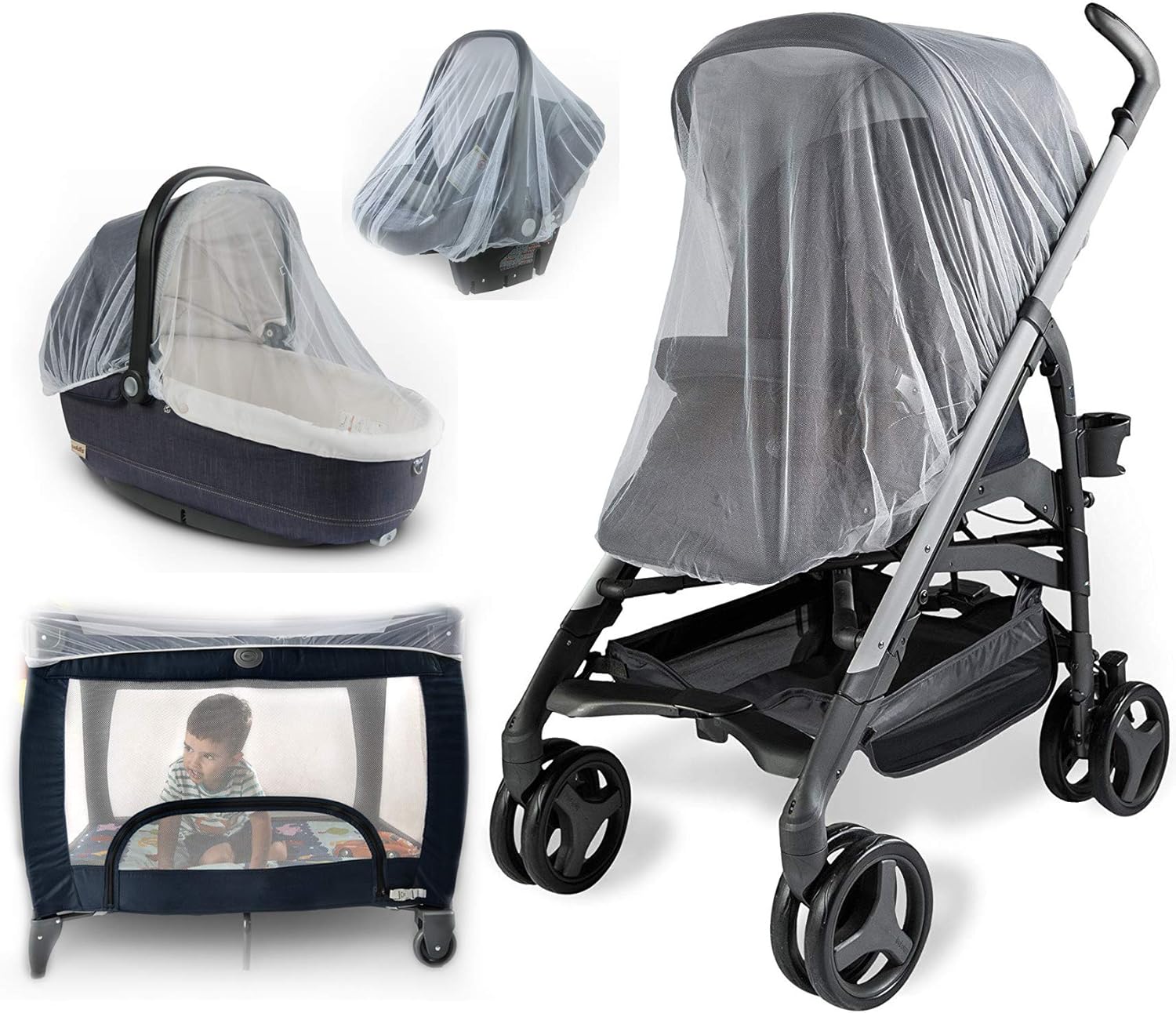 Baby Mosquito Net for Strollers, Carriers, Car Seats, Cradles. Fits