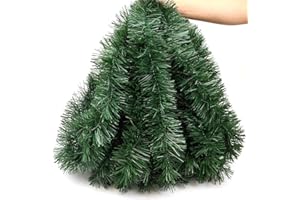FLYSNK 50 Feet Christmas Garland Christmas Decor, Artificial Greenery Pine Garlands Xmas Decorations for Mantle Stairs Fireplace Home Holiday Party Soft Green Garland Christmas Decoration Indoor Outdoor