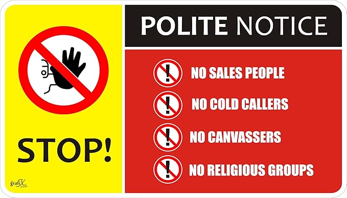The Grafix Studio No Cold Calling Door Window Letterbox Safety Signs The Grafix Studio No Cold Calling Door Window Letterbox Safety Signs