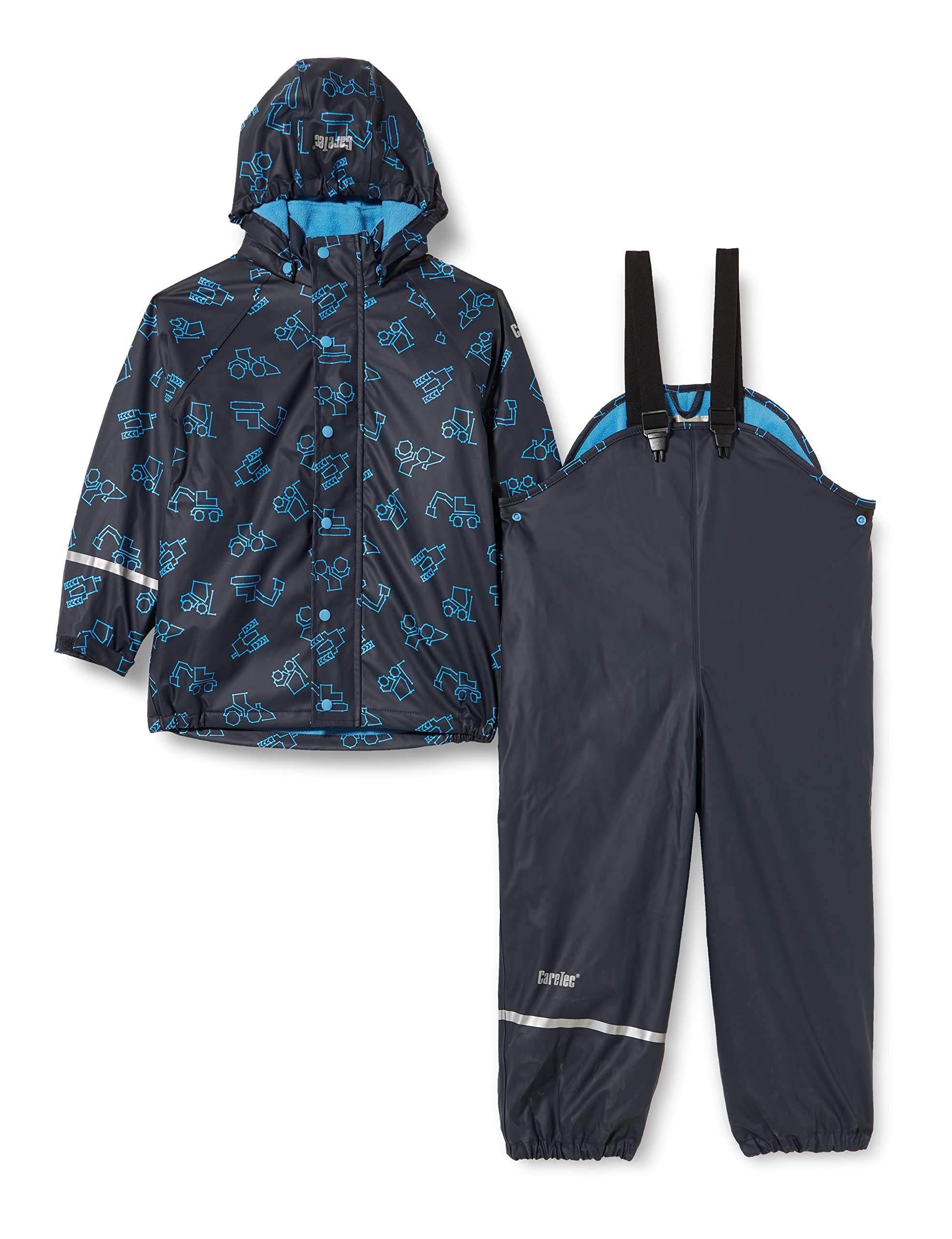 CareTec Boys Suit - Pu W. Fleece Raincoat And Kids Waterproof Trousers, Dark Navy (778), 9-12 Months UK