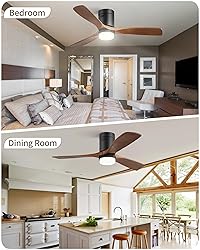CACI Mall 52" Ceiling Fan with Lights, Flush Mount