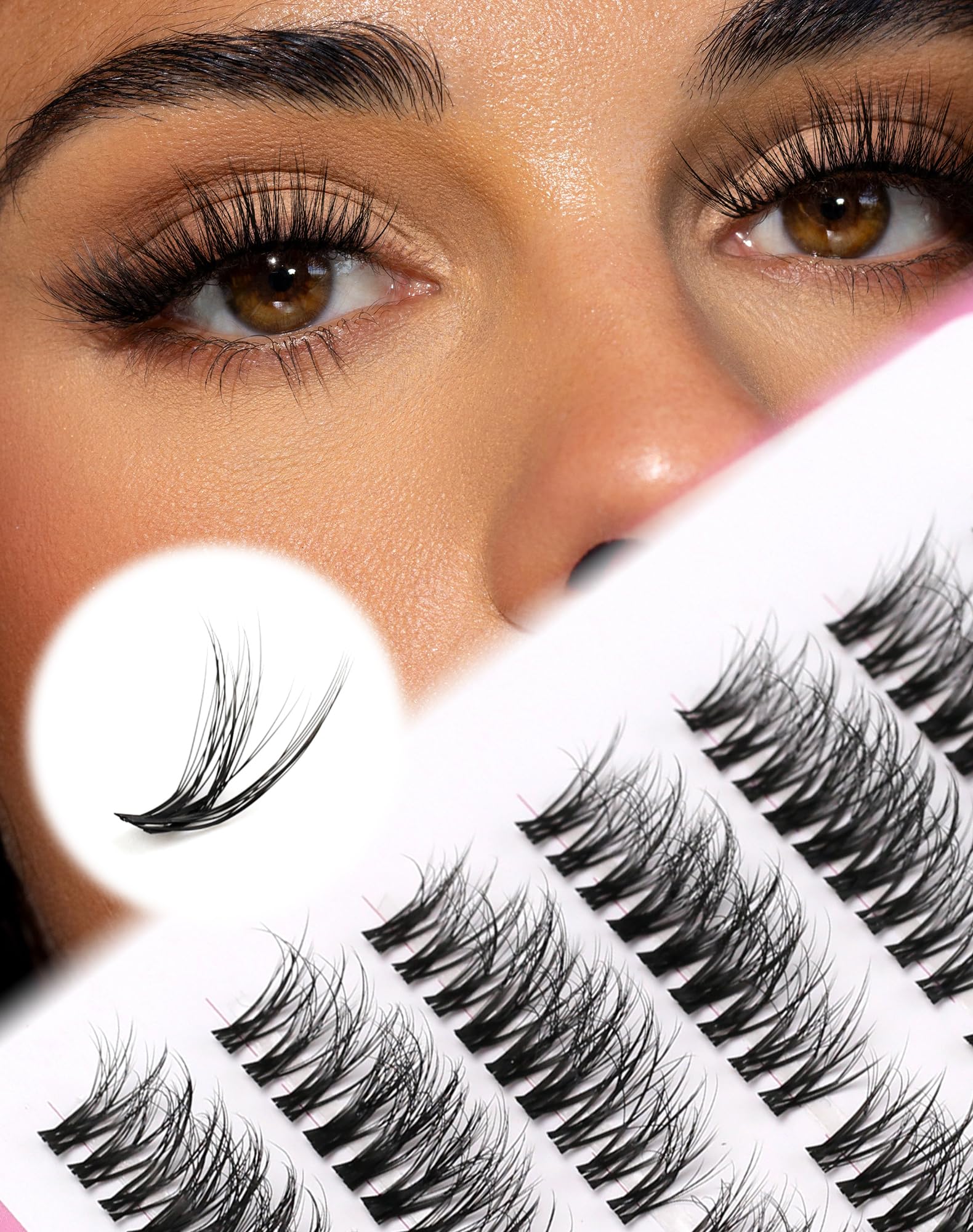 Natural Wispy Lash Clusters Eyelash Extensions - 7 Pairs Fluffy C D Curl Jiocolor Volume Individual Lashes for DIY at Home — image 1