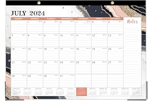 Desk Calendar 2024-2025 - Calendar 2024-2025/Wall Calendar, 18 Months Calendar, 16.9" x 11.9", JUL 2024 - December 2025 with Corner Protectors, Ruled Blocks - Pink by Artfan