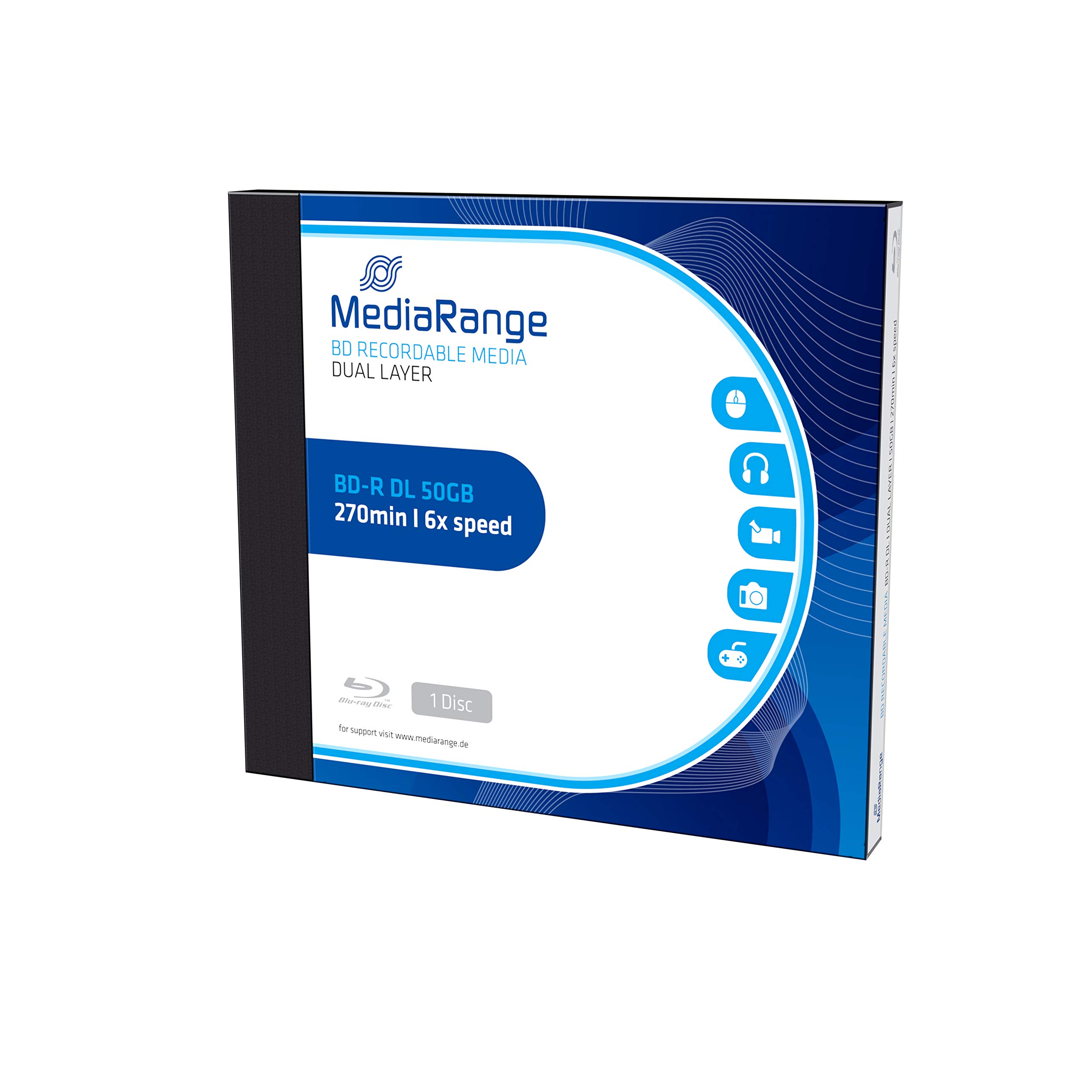 MediaRange BD-R DL Blank Discs (6x Speed, 50GB Jewel Case, Pack of 1)