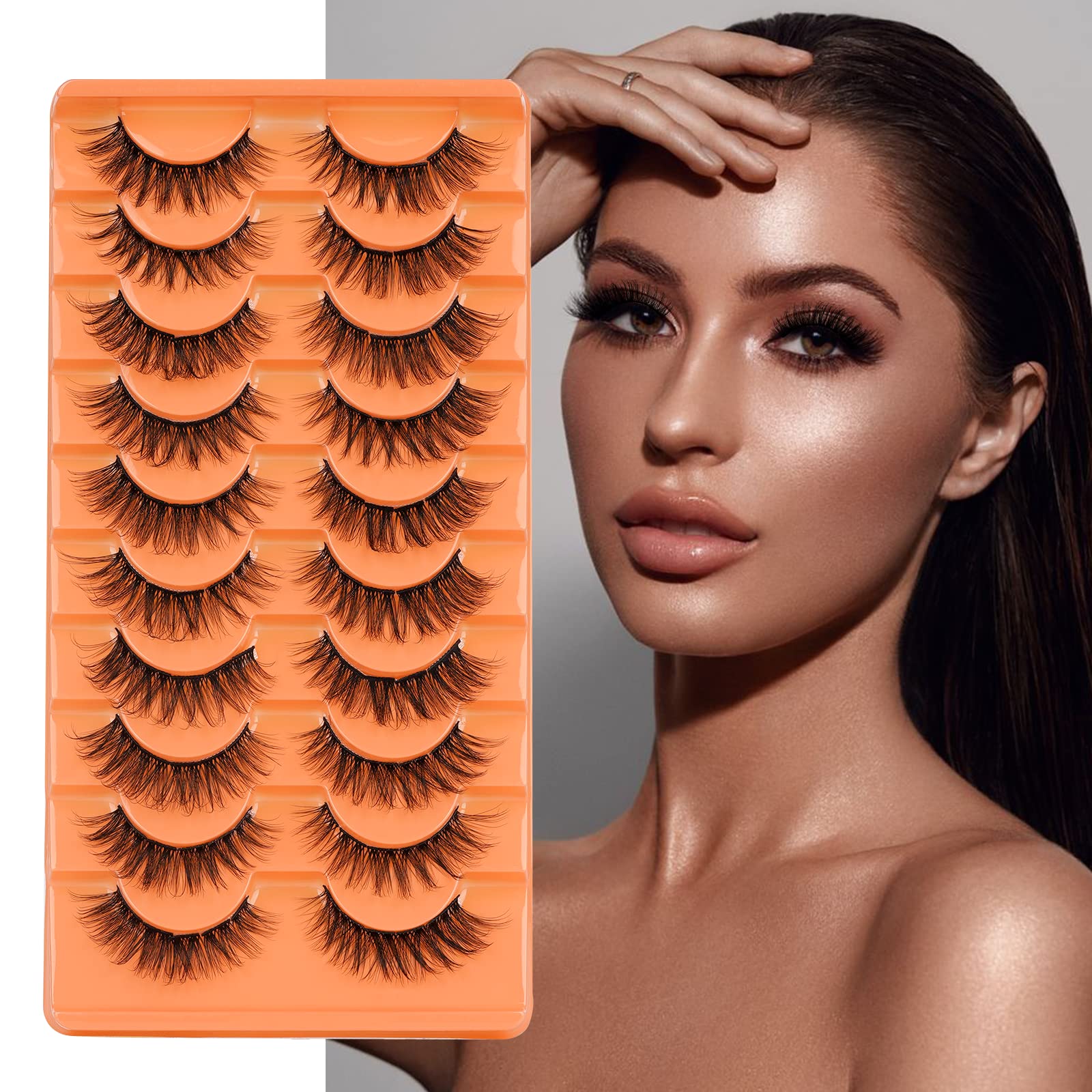LANKIZ Cluster Lashes 10-16mm Fluffy Individual Cat Eye Lashes Natural Look 6D Wispy False Eyelashes Lash Clusters DIY Eyelash Extensions Curly Faux Mink Fake Lashes Strip 10 Pairs Pack(Balsam Style)