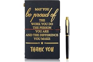 FENGCO May You be Proud of the work You Do Leather Journal & Pen Set Employee Appreciation Gift Thank You Gift office supply Inspirational Notebook for Coworker Team Colleague (A6,Black)