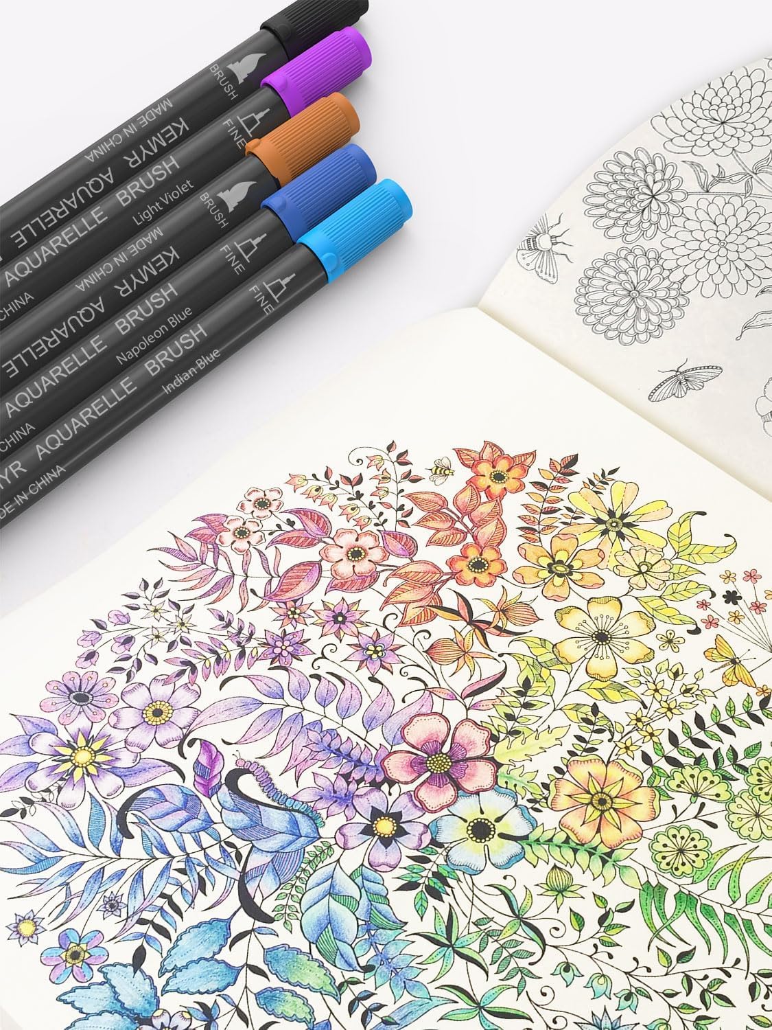 KEMYR Markers for Adult Coloring Books: 80 Color Dual Tip Fine & Brush Pens - Water-Based Coloring Marker for Adults Drawing Sketching Bullet Journal Writing Lettering No bleeding