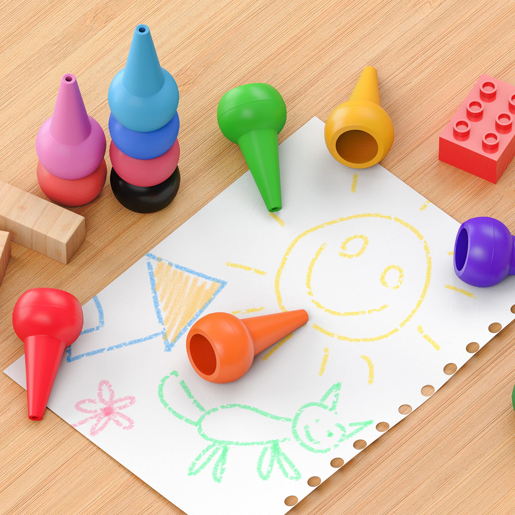 Gibot 12 Colors Toddlers Crayons Palm Grip Crayons, Sticks Stackable Toys Safe for Kids, Children, Boys and Girls
