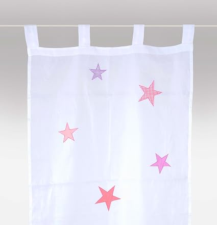 Bambiente Rideau Voilage Etoiles Fille Petite Version 70x140cm Lot De 2 Rideaux Voile Blanc Transparent 100 Coton Rideau Bebe Rideau Enfant Rideau Cuisine Amazon Fr Bebes Puericulture