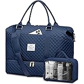 Weekender Bags for Women Duffle Bag - Travel Duffel Bag with Shoe Compartmen Carry on Overnight Bag with Toiletry Bag Gym Tote Bag with Wet Pocket Hospital Bags for Labor and Delivery Blue